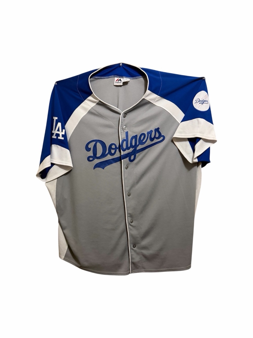 Majestic Blue & White Dodgers Patch Sleeve Jersey
